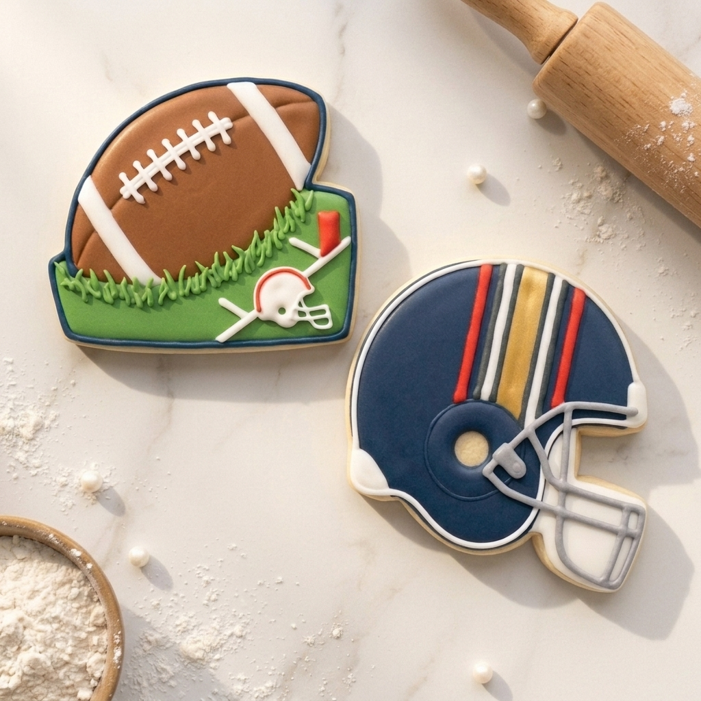 Sports Cookie Cutter Set Football and Helmet Game Day Duo Bundle 3D Printed Cutters