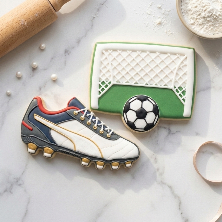Sports Cookie Cutter Set Soccer Goal and Cleat Duo Bundle 3D Printed Cutters