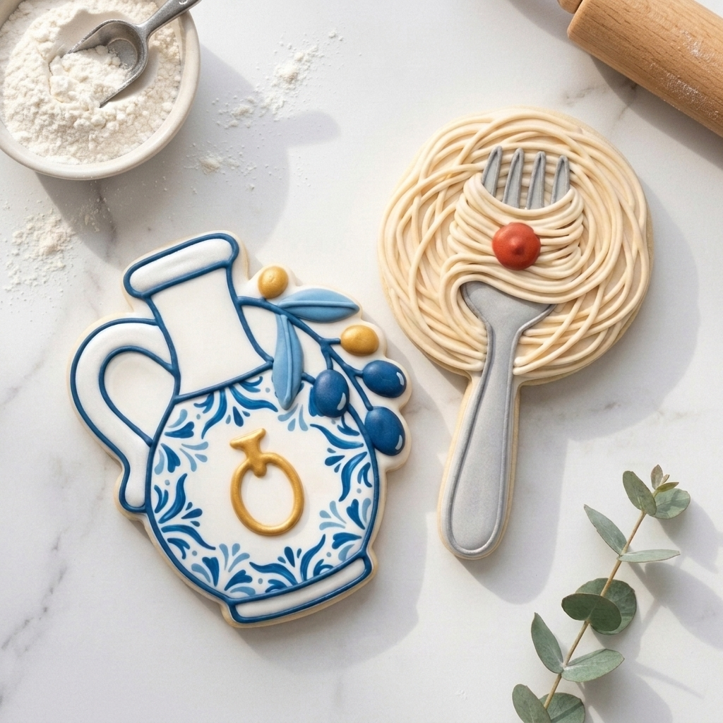 Italian Dinner Cookie Cutter Set Pasta and Olive Oil Italian Duo Bundle 3D Printed Cutters