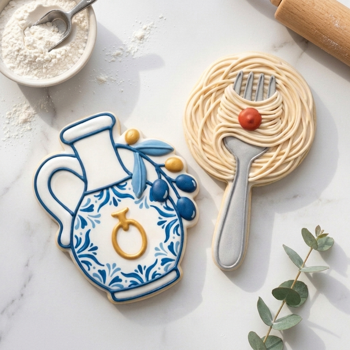 Italian Dinner Cookie Cutter Set Pasta and Olive Oil Italian Duo Bundle 3D Printed Cutters