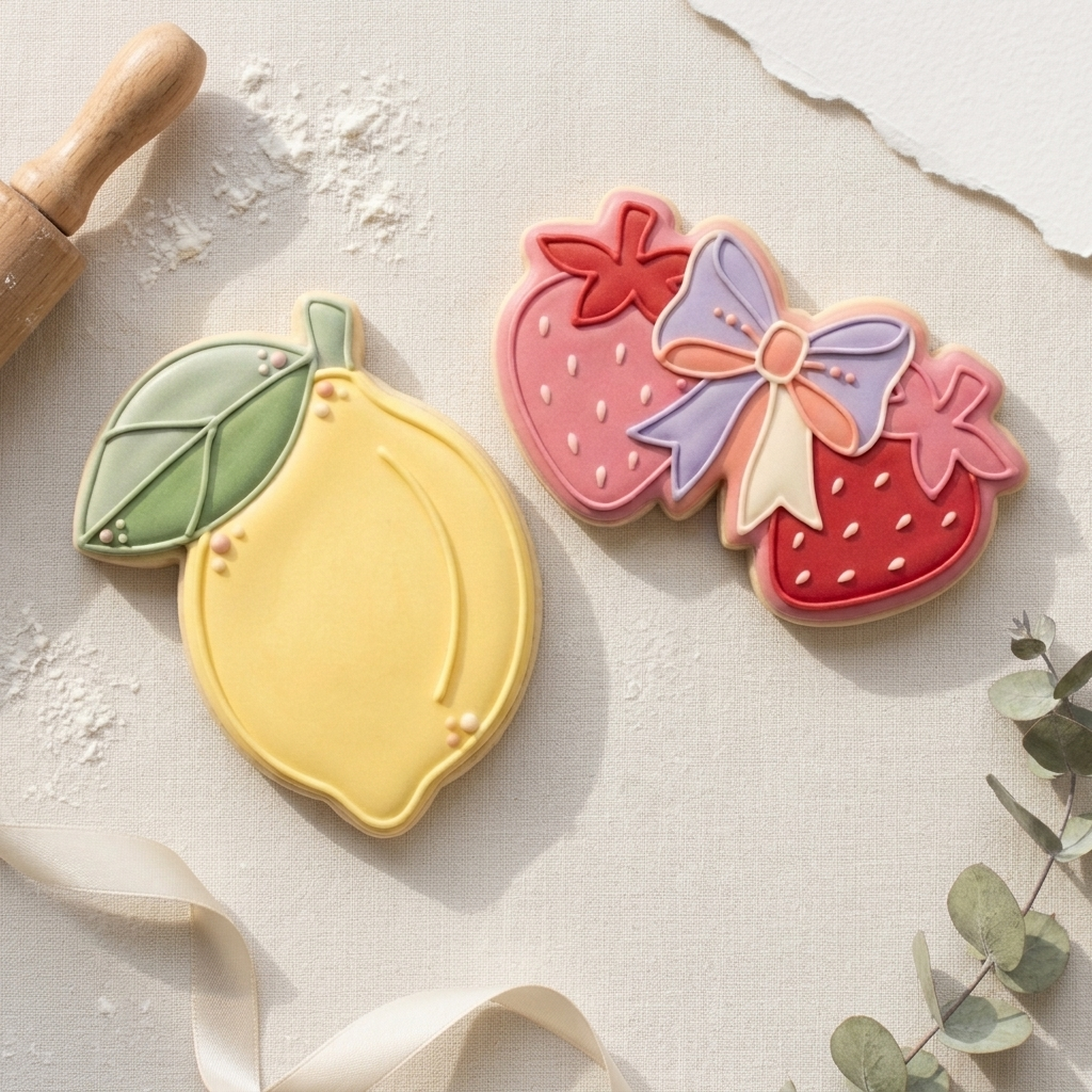 Summer Cookie Cutter Set Lemon and Strawberry Fruit Duo Bundle 3D Printed Cutters