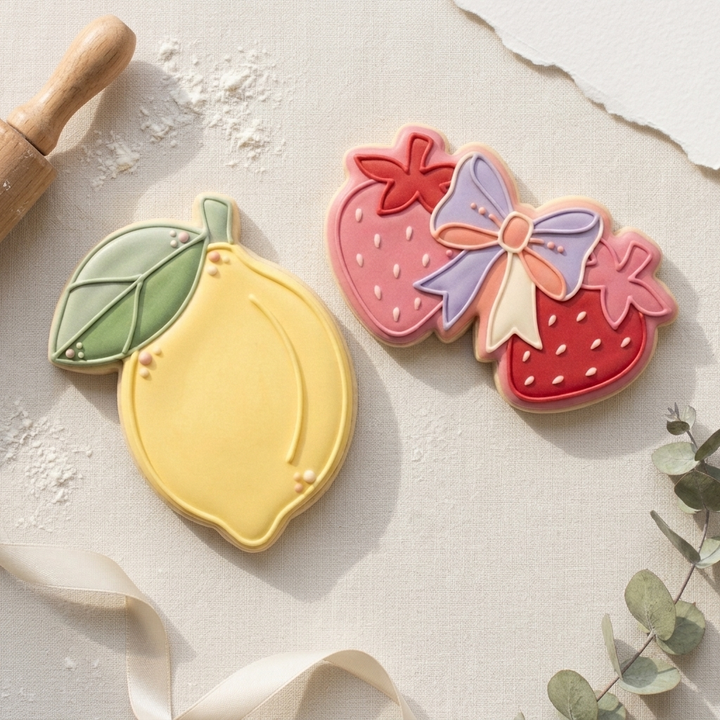 Summer Cookie Cutter Set Lemon and Strawberry Fruit Duo Bundle 3D Printed Cutters