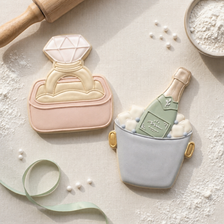 Engagement Cookie Cutter Set Ring Box and Champagne Engagement Duo Bundle 3D Printed Cutters