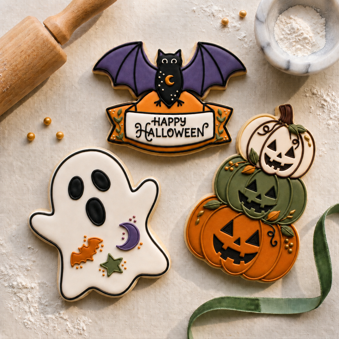 Halloween Cookie Cutter Set Pumpkin Ghost Bat Halloween Trio Bundle 3D Printed Cutters