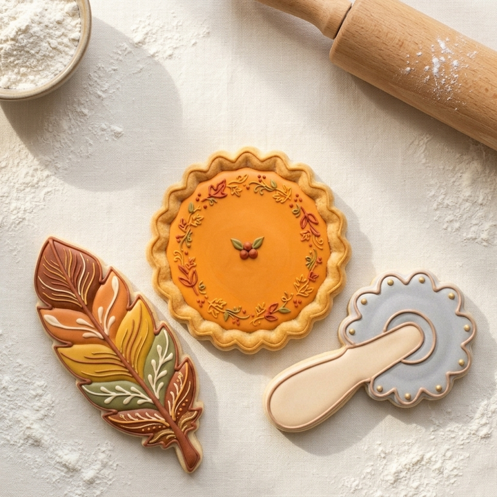 Thanksgiving Cookie Cutter Set Turkey Pumpkin Pie Thanksgiving Trio Bundle 3D Printed Cutters