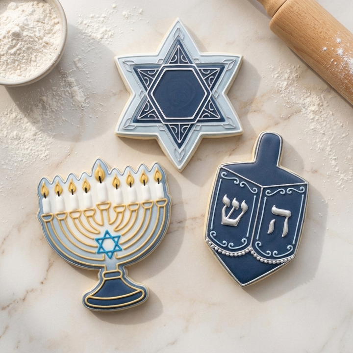Hanukkah Cookie Cutter Set Menorah Dreidel Star Hanukkah Trio Bundle 3D Printed Cutters