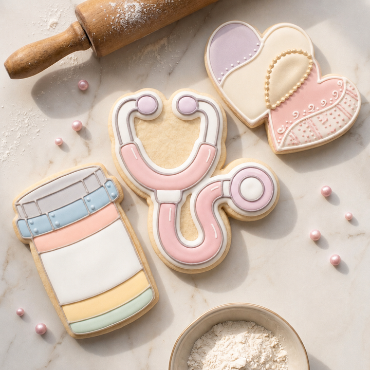 Nurse Appreciation Cookie Cutter Set Stethoscope Pill Heart Nurse Trio Bundle 3D Printed Cutters