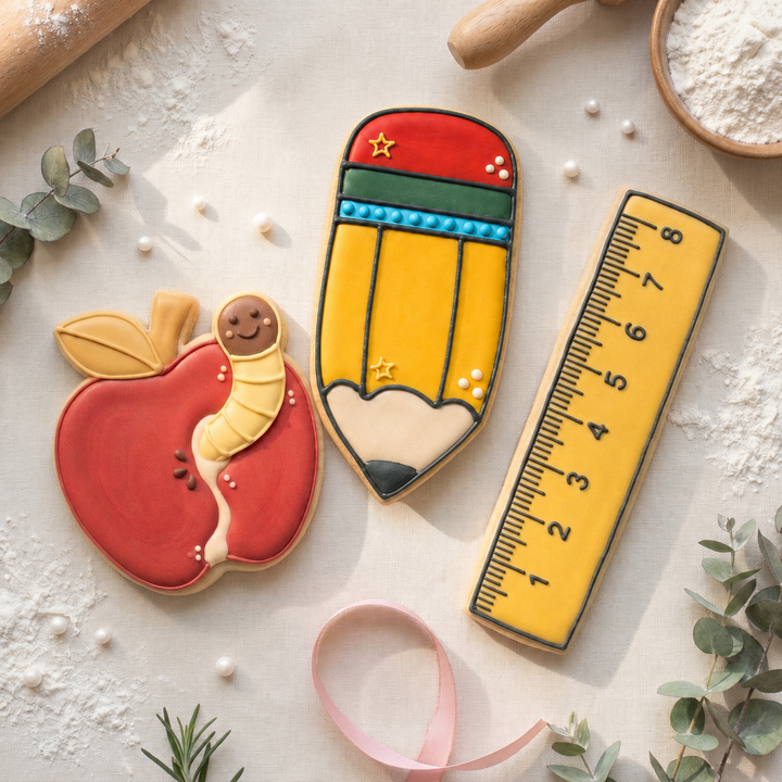 Teacher Appreciation Cookie Cutter Set Apple Pencil Ruler Teacher Trio Bundle 3D Printed Cutters