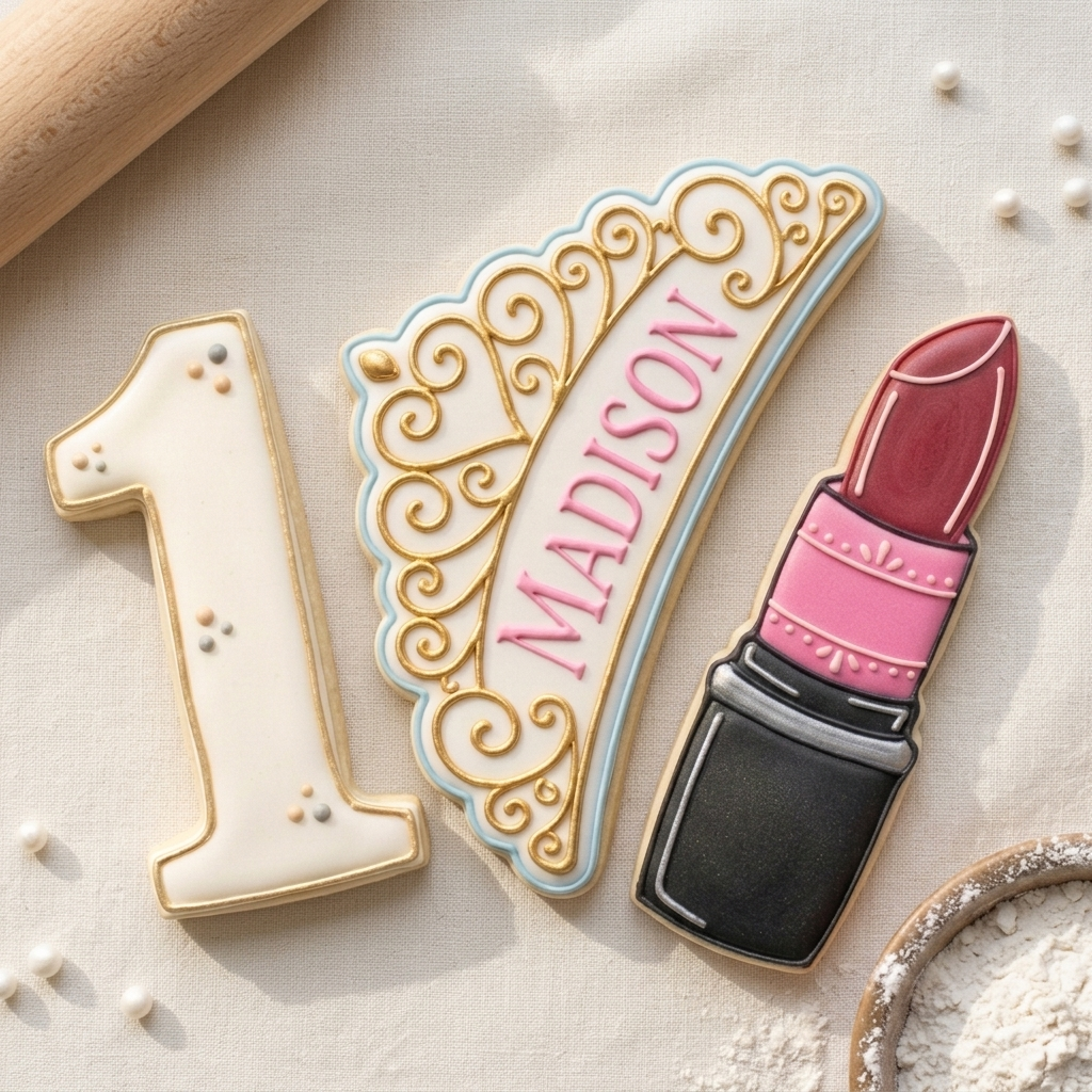 Birthday Cookie Cutter Set One Tiara Lipstick Sweet Sixteen Trio Bundle 3D Printed Cutters