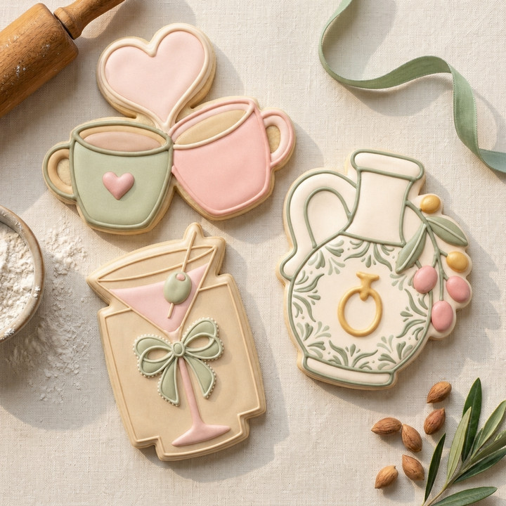 Cocktail Cookie Cutter Set Martini Coffee Olive Cocktail Trio Bundle 3D Printed Cutters