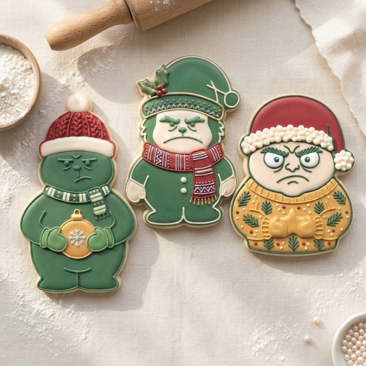 Whimsical Holiday Grouch Christmas Trio Cookie Cutter Trio 3D Printed Bundle