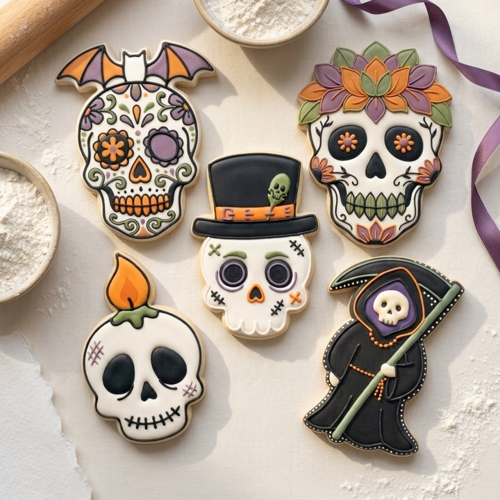 Floral Sugar Skull Day of the Dead Set Cookie Cutter Set 3D Printed Bundle