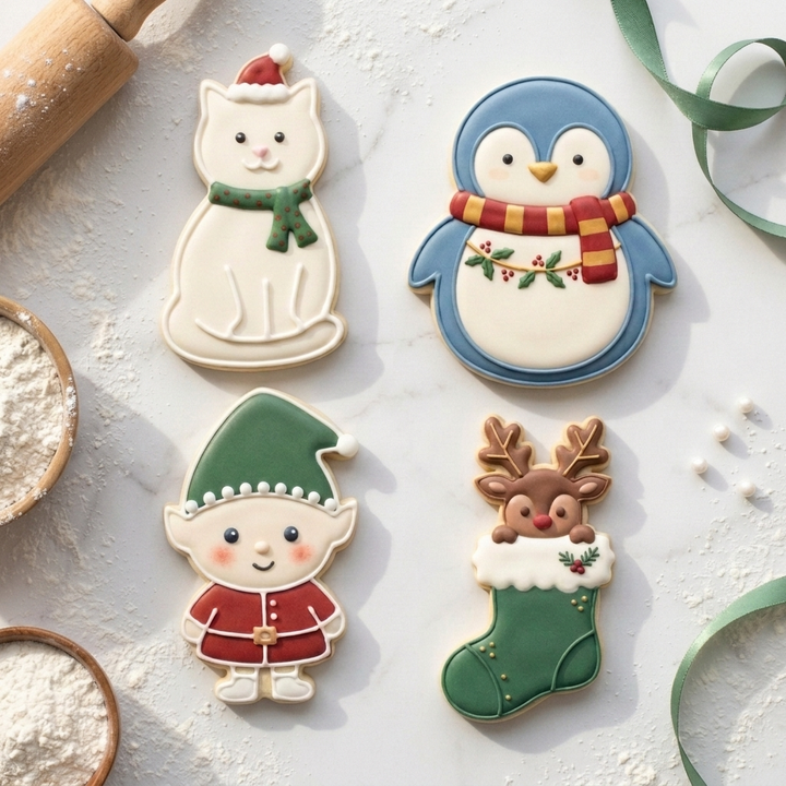 Festive Christmas Critters Quartet Cookie Cutter Set 3D Printed Bundle