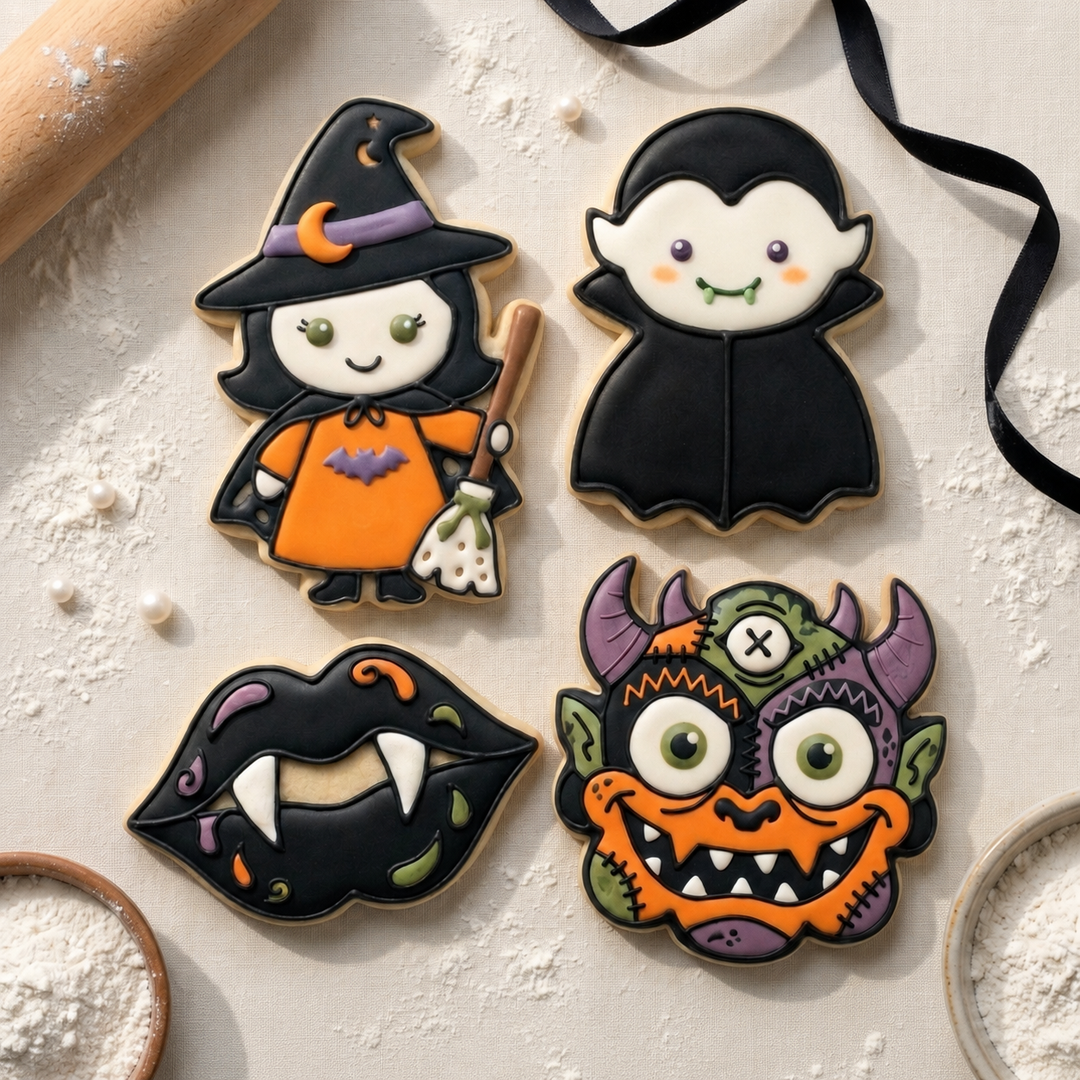 Cute Vampires and Witches Quartet Cookie Cutter Set 3D Printed Bundle