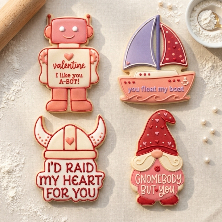 Valentine Pun Punny Quartet Cookie Cutter Set 3D Printed Bundle