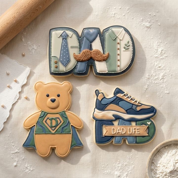 Dad Hero Father Day Trio Cookie Cutter Set 3D Printed Bundle