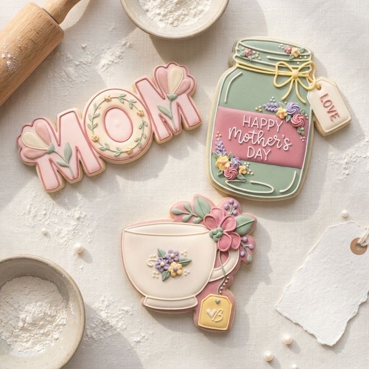 Floral Tea Mothers Day Trio Cookie Cutter Set 3D Printed Bundle