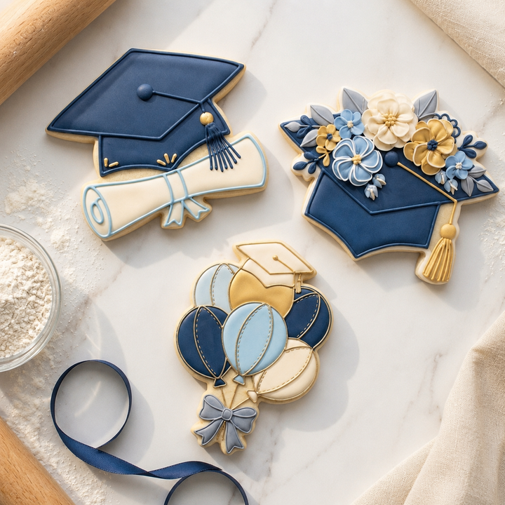 Grad Cap Diploma Trio Cookie Cutter Set 3D Printed Bundle