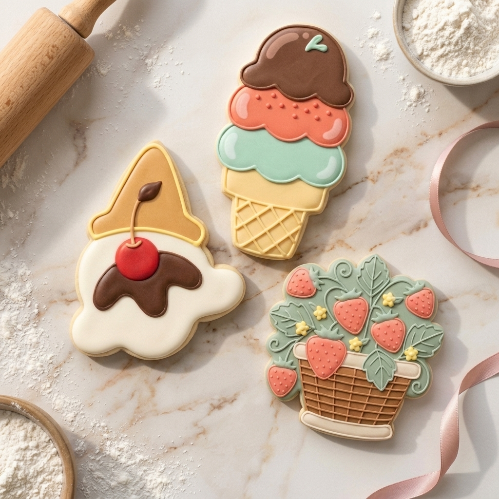 Ice Cream Summer Trio Cookie Cutter Set 3D Printed Bundle