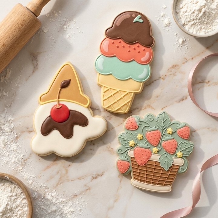 Ice Cream Summer Trio Cookie Cutter Set 3D Printed Bundle