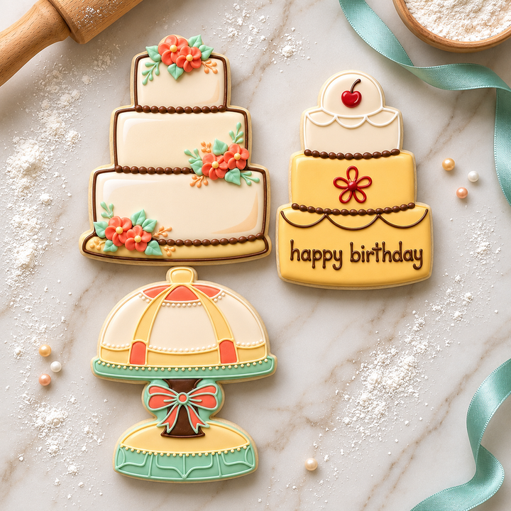 Cake Celebration Trio Cookie Cutter Set 3D Printed Bundle