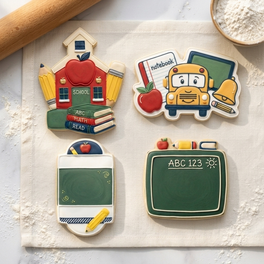Back to School Classroom Quartet Cookie Cutter Set 3D Printed Bundle