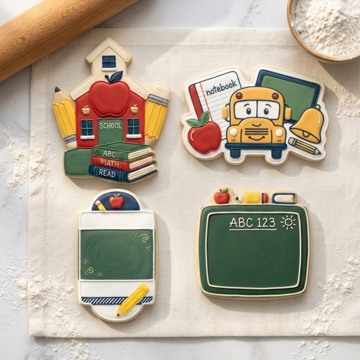 Back to School Classroom Quartet Cookie Cutter Set 3D Printed Bundle
