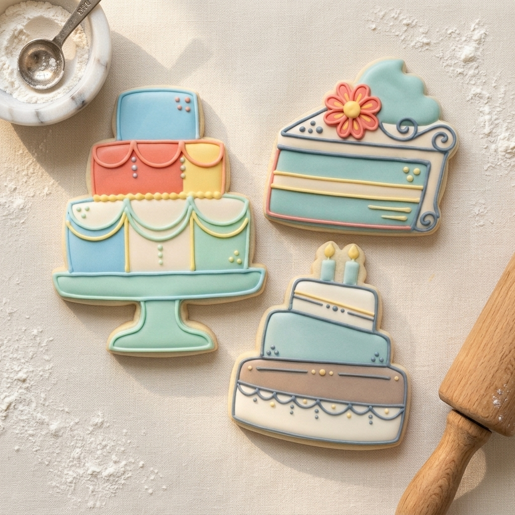 Birthday Cake Slice Trio Cookie Cutter Set 3D Printed Bundle
