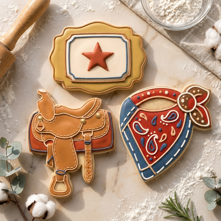 Western Cowboy Saddle Trio Cookie Cutter Set 3D Printed Bundle