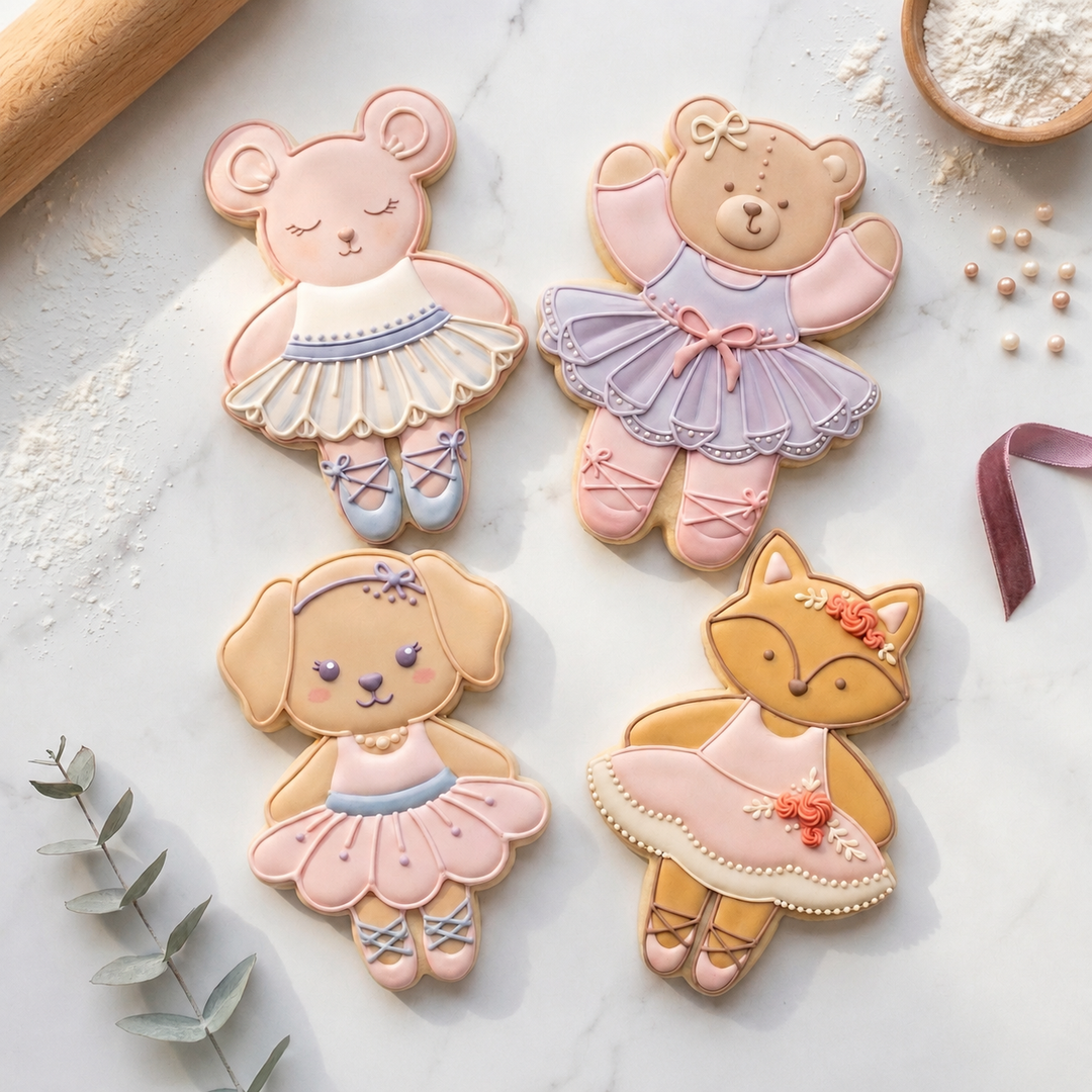 Ballerina Animal Quartet Cookie Cutter Set 3D Printed Bundle