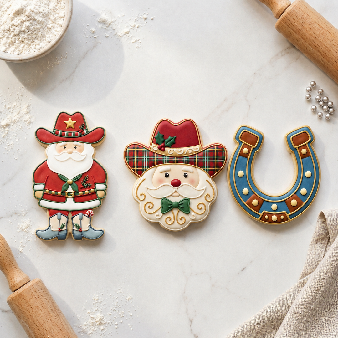 Cowboy Christmas Western Trio Cookie Cutter Set 3D Printed Bundle