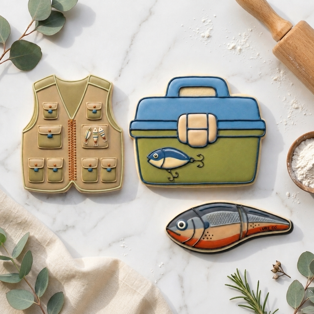 Fathers Day Fishing Trio Cookie Cutter Set 3D Printed Bundle