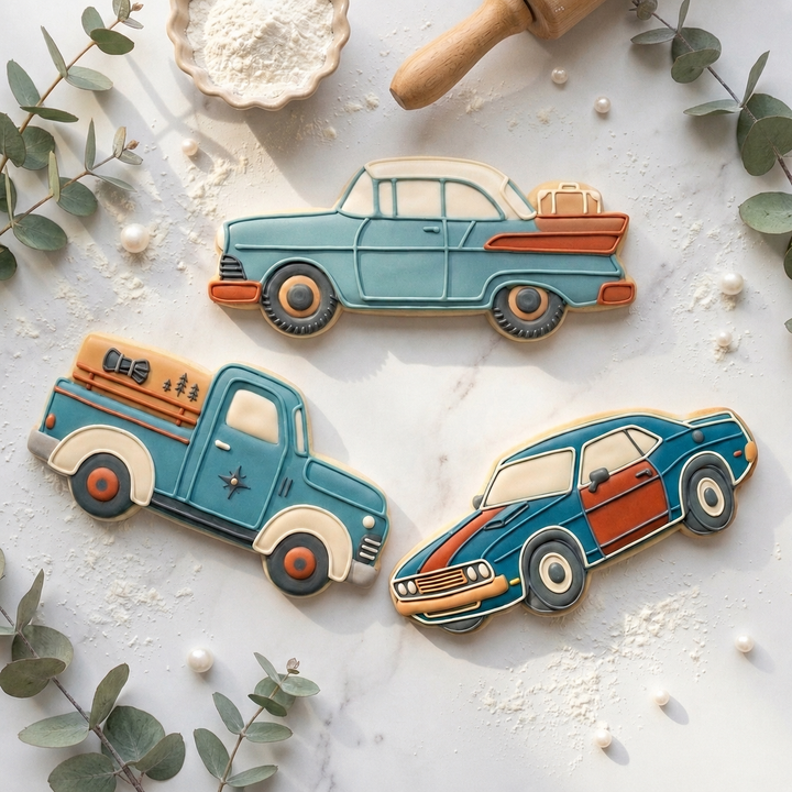 Vintage Car Showroom Trio Cookie Cutter Set 3D Printed Bundle