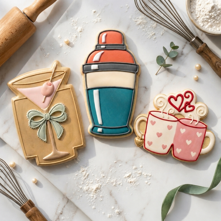 Galentine Cocktail Trio Cookie Cutter Set 3D Printed Bundle