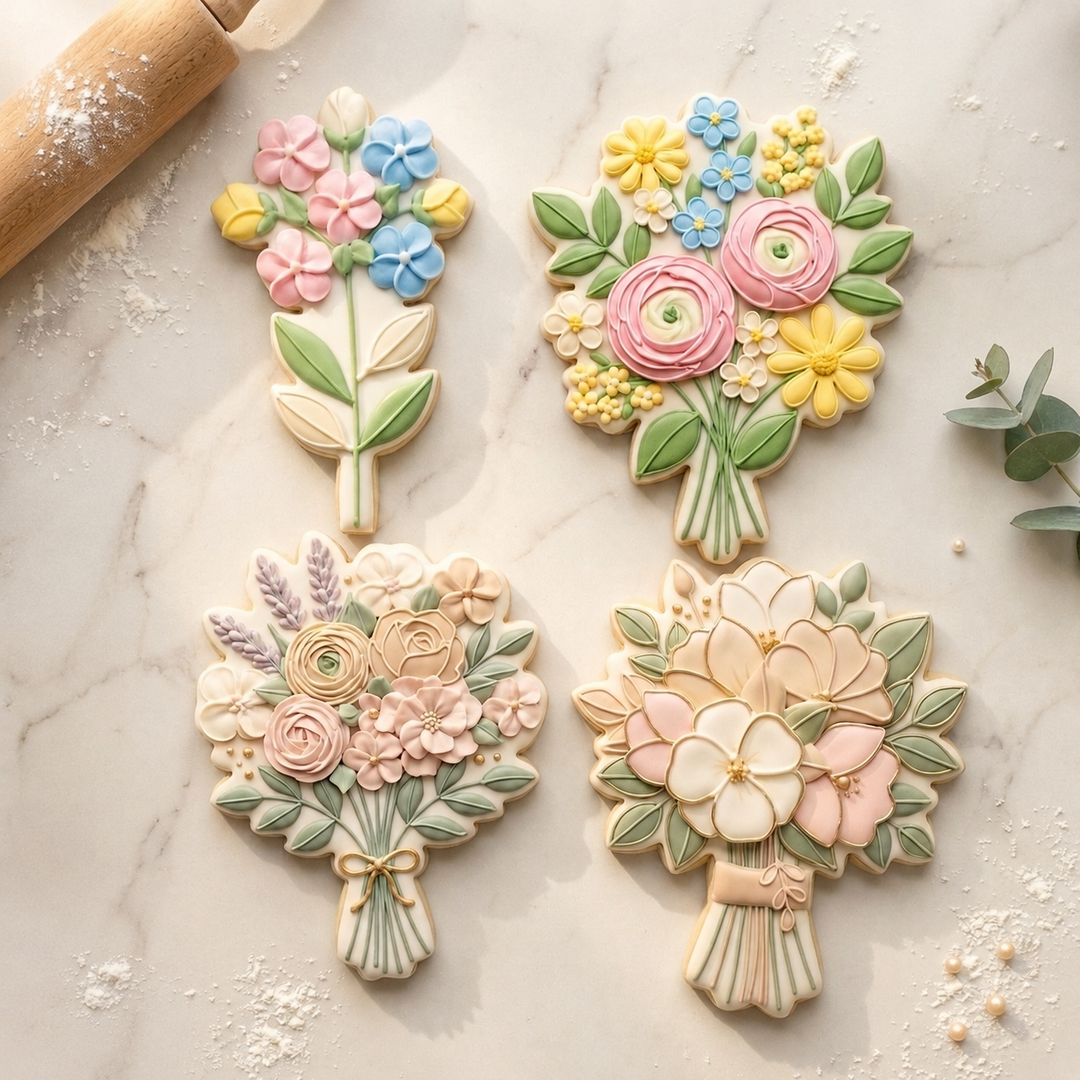 Wildflower Mom Bouquet Quartet Cookie Cutter Set 3D Printed Bundle