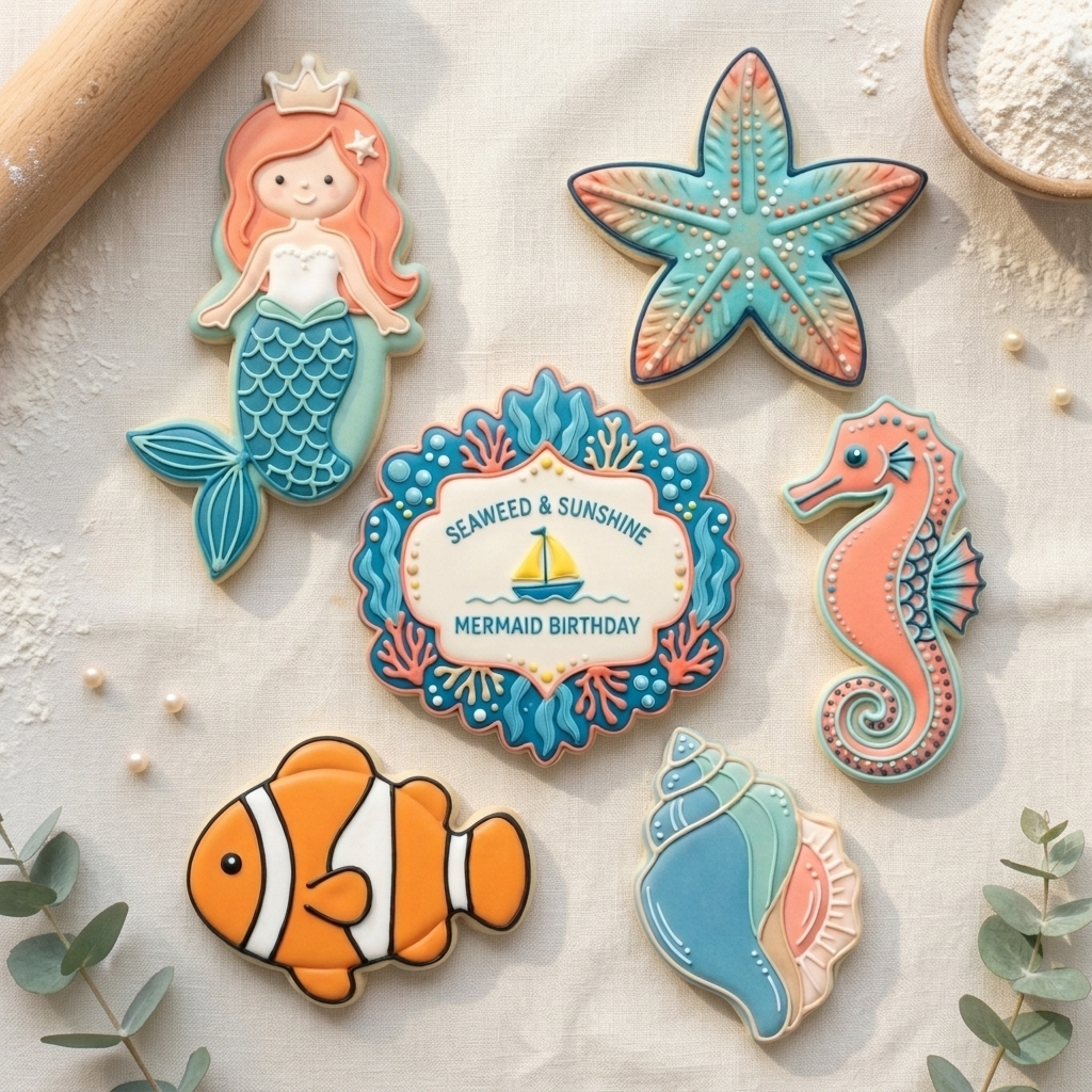 Under the Sea Mermaid Birthday Sextet Cookie Cutter Set 3D Printed Bundle