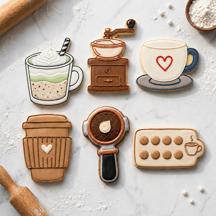 Coffee Shop Barista Sextet Cookie Cutter Set 3D Printed Bundle