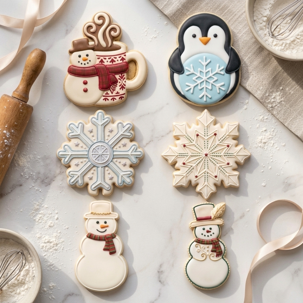 Snowman and Snowflake Christmas Sextet Cookie Cutter Set 3D Printed Bundle