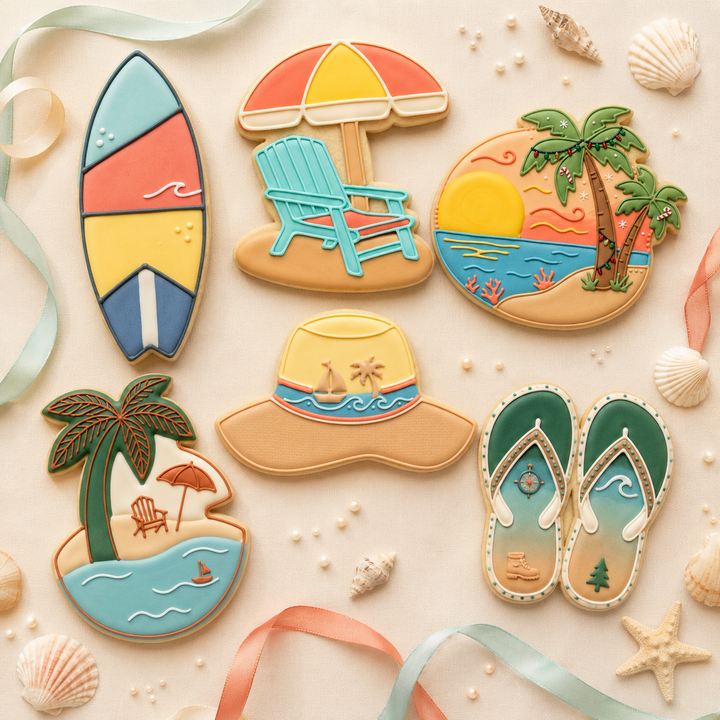 Beach Day Vacation Sextet Cookie Cutter Set 3D Printed Bundle