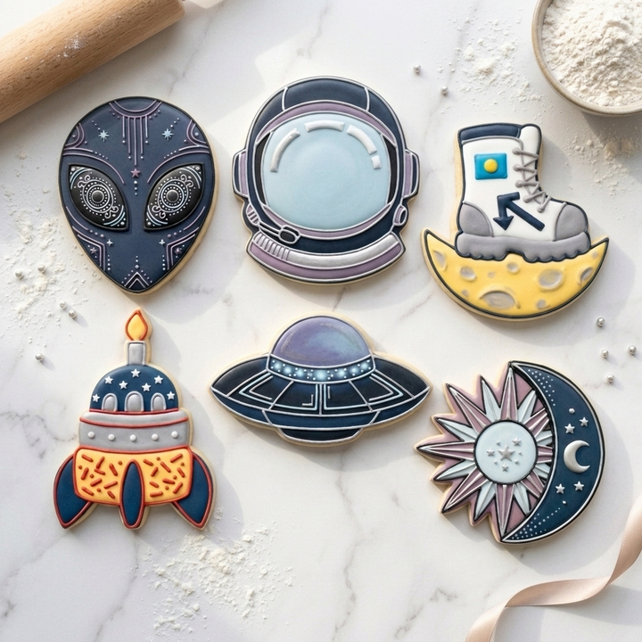 Space Astronaut Birthday Sextet Cookie Cutter Set 3D Printed Bundle
