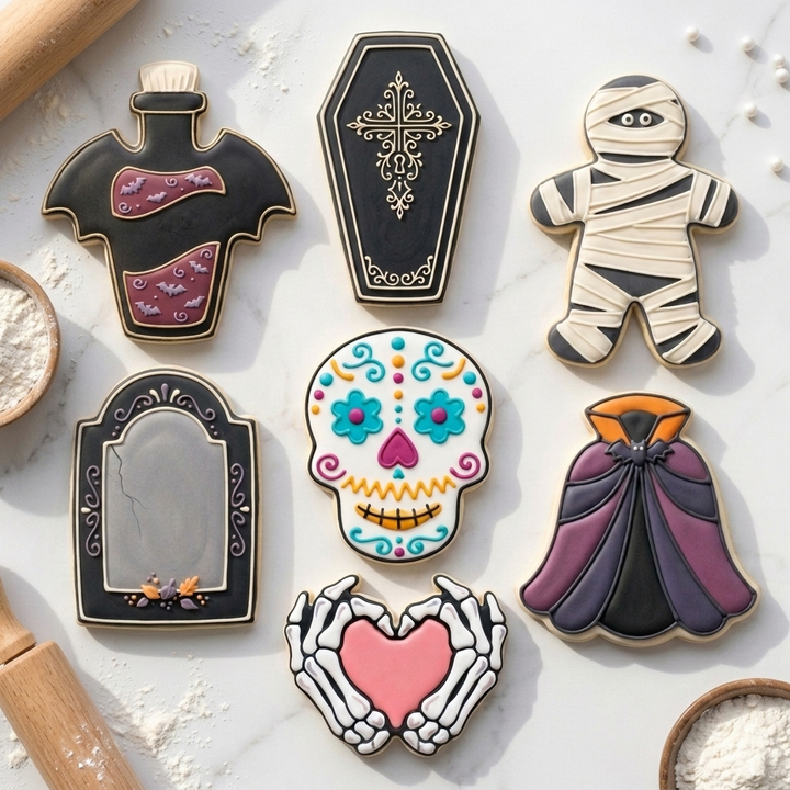 Halloween Skeleton Gothic Septet Cookie Cutter Set 3D Printed Bundle