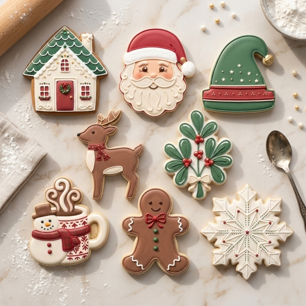 Christmas Holiday Icons Octet Cookie Cutter Set 3D Printed Bundle