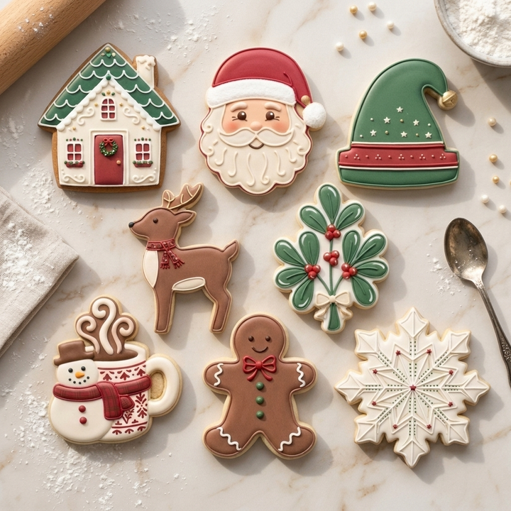 Christmas Holiday Icons Octet Cookie Cutter Set 3D Printed Bundle
