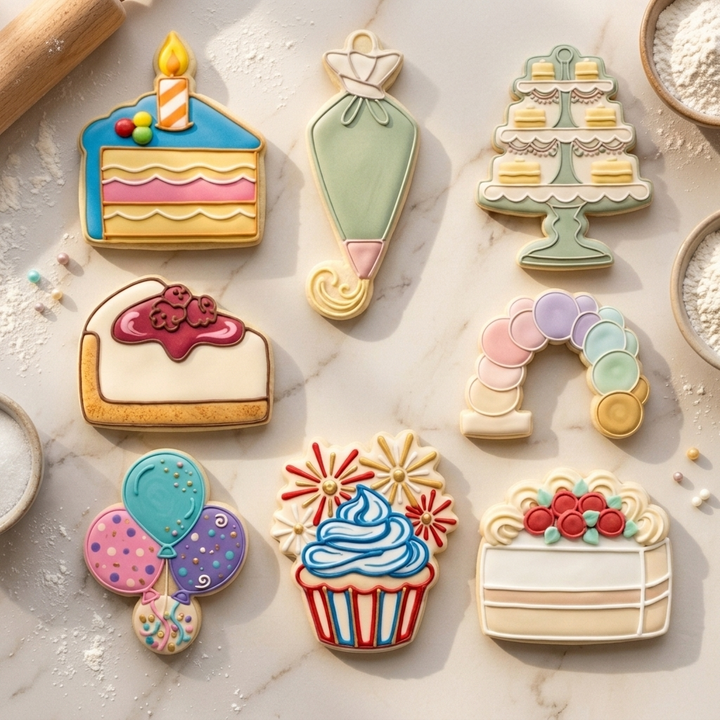 Birthday Cake Confetti Octet Cookie Cutter Set 3D Printed Bundle