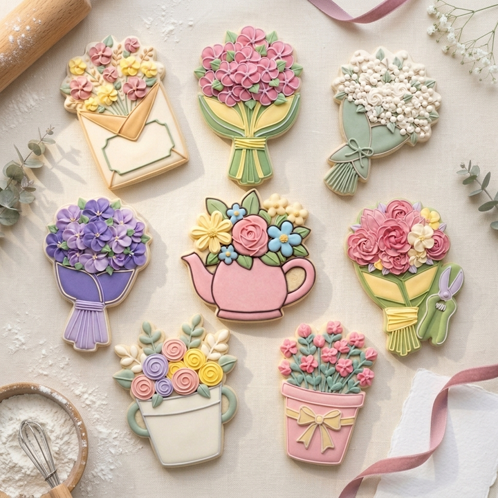 Floral Bouquet Garden Octet Cookie Cutter Set 3D Printed Bundle
