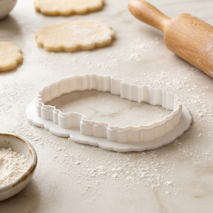 Baby in Bloom Scalloped Plaque Cookie Cutter, 3D Printed Baby in Bloom