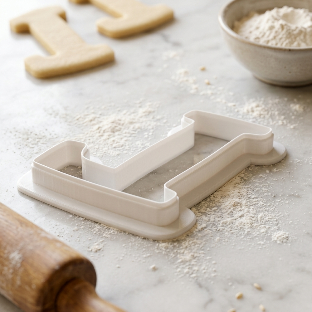 Elegant Letter L Cookie Cutter, 3D Printed Monogram Initial