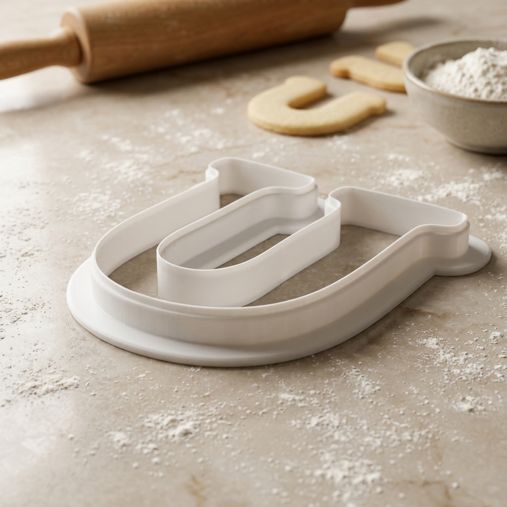 Elegant Letter U Cookie Cutter, 3D Printed Monogram Initial