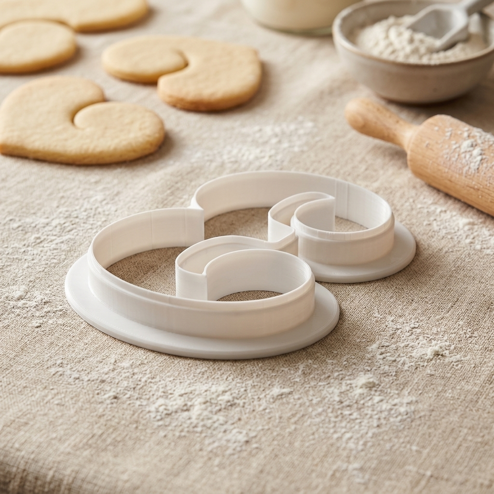 Elegant Number 3 Cookie Cutter, 3D Printed Birthday Age