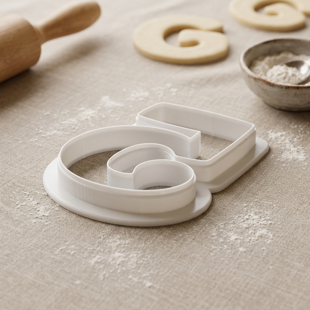 Elegant Number 5 Cookie Cutter, 3D Printed Birthday Age